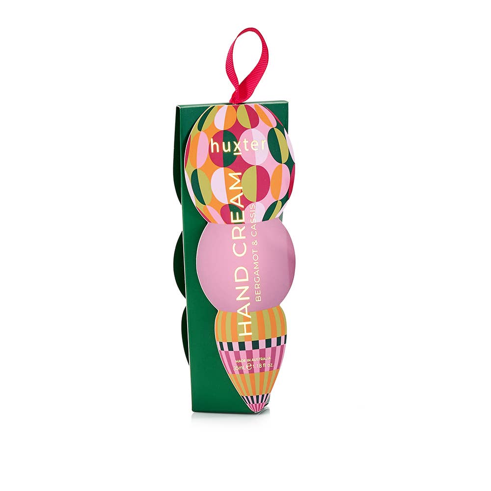 Hanging 35ml H'Cream - Green - Circles - Adorned Xmas - Bergamot & Cassis Huxter