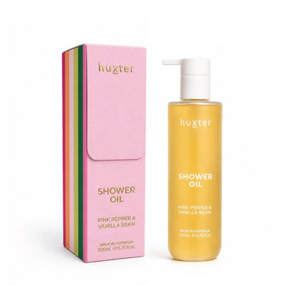 200ml Shower Oil Boxed - Adorned Xmas - Pink Pepper & Vanilla Bean Huxter