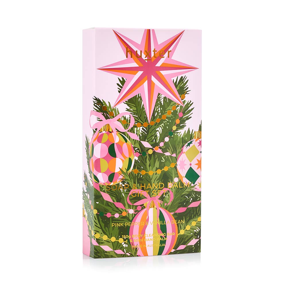 Soap & Hand Balm Gift Set - Adorned Xmas - Pink Pepper & Vanilla Bean Huxter