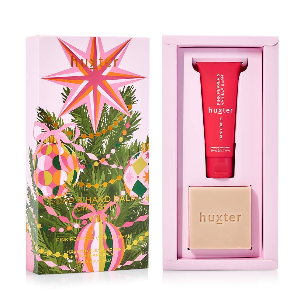Soap & Hand Balm Gift Set - Adorned Xmas - Pink Pepper & Vanilla Bean Huxter