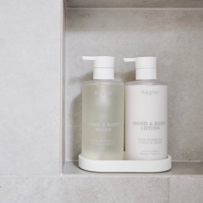 Limited Edition Wash & Lotion Gift Set - Includes 500ml Wash & Lotion + White Silicone Tray - Pink Pepper & Vanilla Bean Huxter